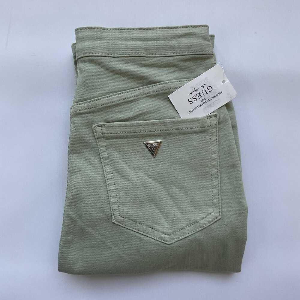Guess Women’s High Rise Skinny Jeans Destroyed Khaki Denim Size 26